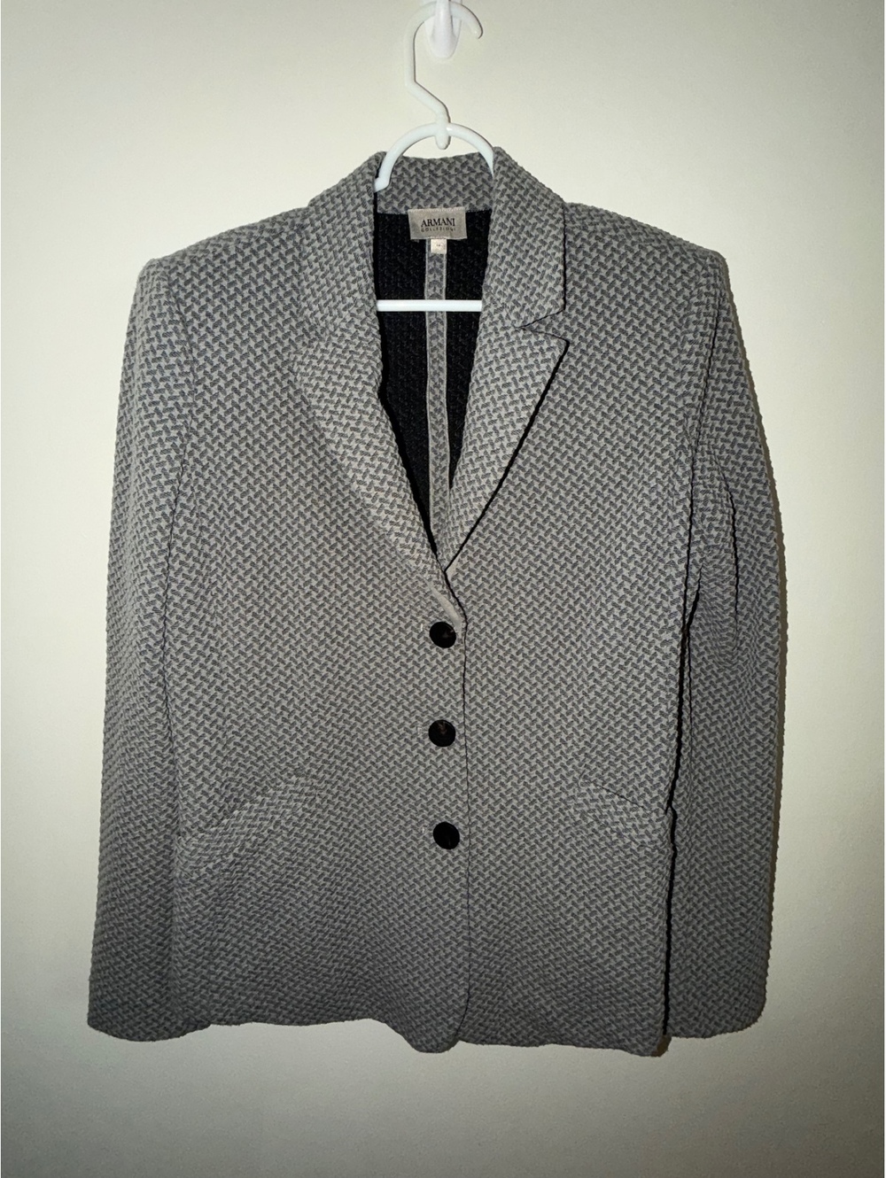 Armani Collezioni Gray‎ Textured 3 Button Blazer Jacket Women’s Size 14